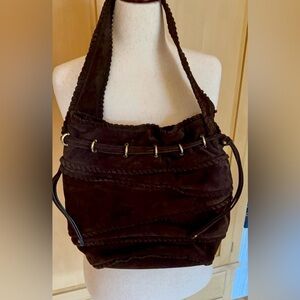 DESIGNER SUEDE RICH, DARK BROWN KOOBA HANDBAG TOTE SHOULDERBAG